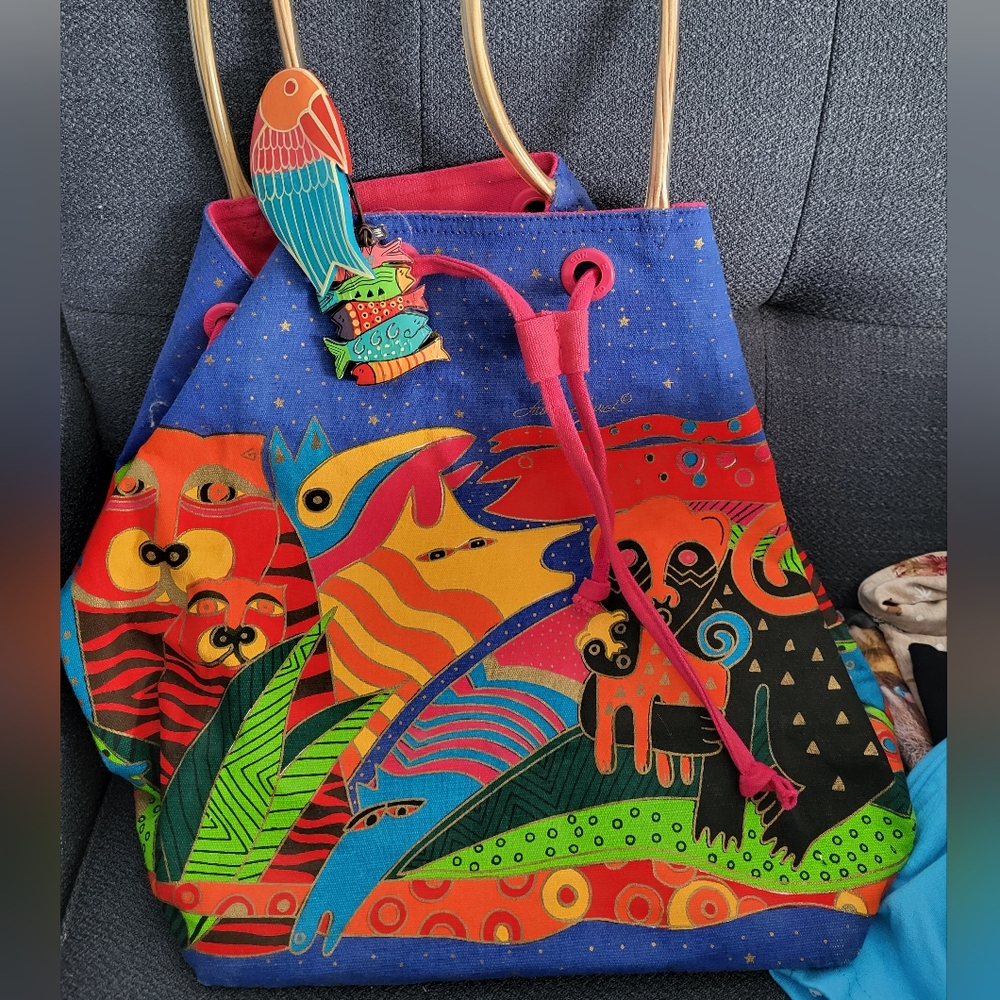 "Wonderful Creatures" LAUREL BURCH Colourful Printed Drawstring Bag